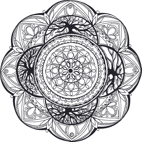 Hand Drawn Mandala No Fills Coloring Page